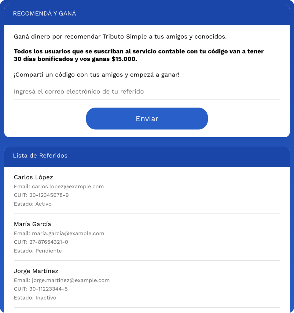 Panel de usuario
